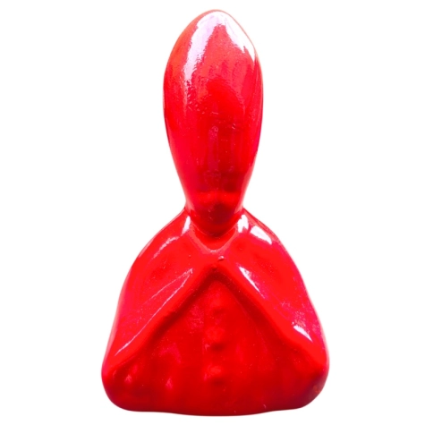 Busto San Gennaro rosso in terracotta 13 cm