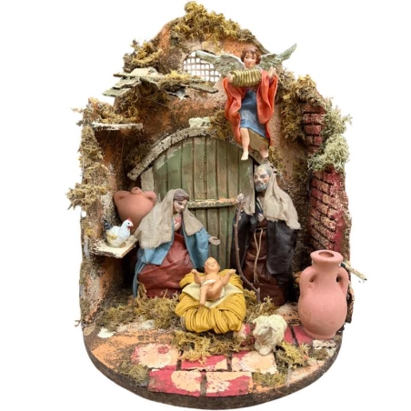 Tempio presepe con pastori da 10 cm