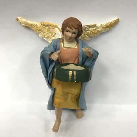 Angelo in terracotta con vestiti di stoffa 10 cm
