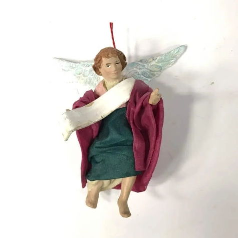 Angelo in terracotta con vestiti di stoffa 10 cm