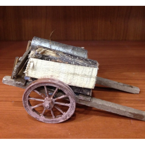 Carretto artigianale con legna presepe da costruire|scenografia presepe