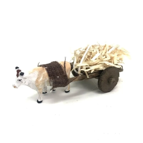 Mucca con carretto che trasporta fascine 4 cm