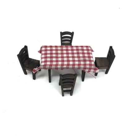 Tavolo con sedie in legno per pastori da 7 cm