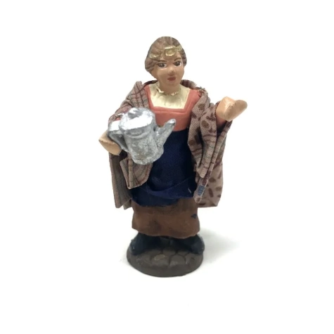 Caffettaia in terracotta con vestiti di stoffa 7 cm