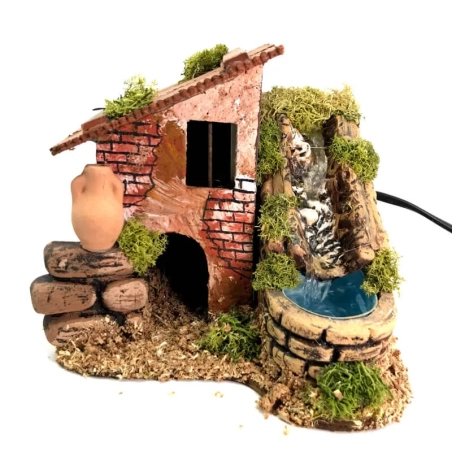 Casa antica con cascata in terracotta 14 cm