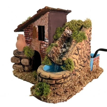 Casa antica con cascata in terracotta 14 cm