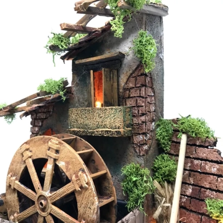Mulino ad acqua in sughero presepe movimento