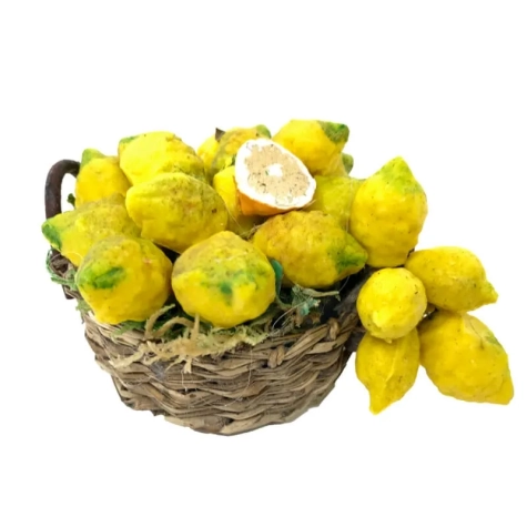 Cesto con limoni di sorrento in cera 2