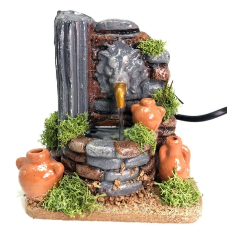 Fontana con testa di leone in terracotta 15 cm