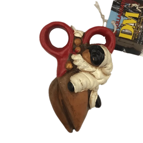 Forbici con Pulcinella in terracotta 10 cm