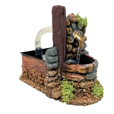 Fontana per presepe artigianale in terracotta 10 cm 2