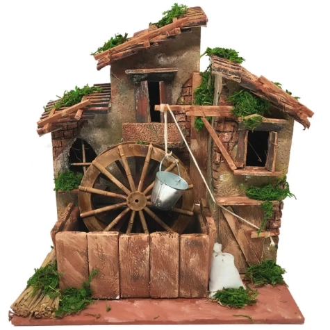 Mulino ad acqua in sughero A23 cm L20 cm P23 cm