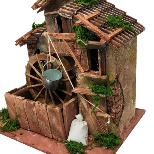 Mulino ad acqua in sughero A23 cm L20 cm P23 cm