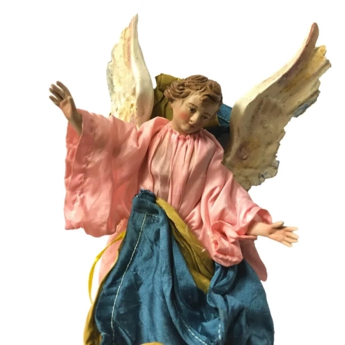 Angelo con vestiti in stoffa per pastori da 25 cm