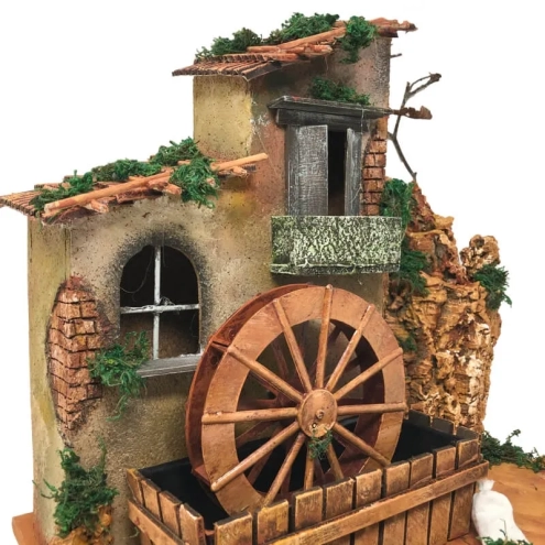 Mulino ad acqua in sughero A35 cm L35 cm P25 cm