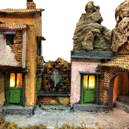 Presepe borgo napoletano con luci 39 cm