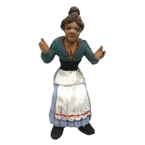 Donna in terracotta da sedere su sedia 10 cm