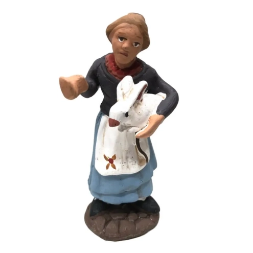 Contadina con coniglio in terracotta 7 cm