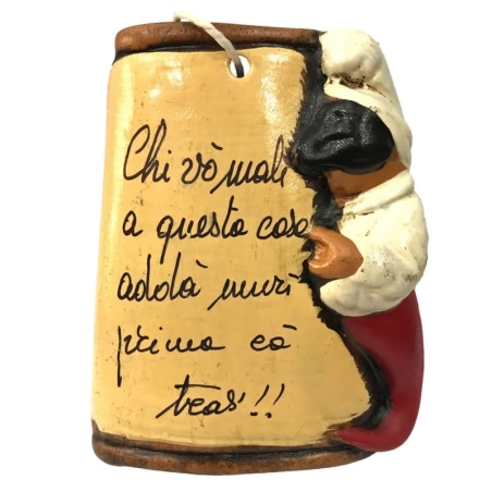 Tegola di Pulcinella con frase portafortuna 10 cm