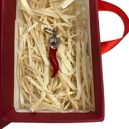 Ciondolo corno borbone in metallo 3 cm con scatola regalo