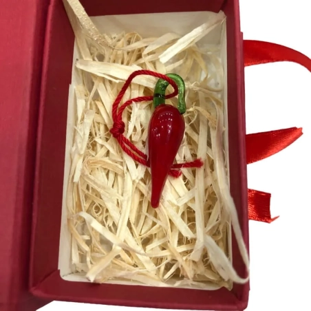 Corno in vetro 3 cm con scatola regalo