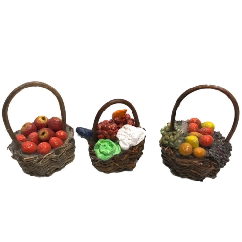Set da 3 cestini con frutta per pastori da 7 a 10 cm