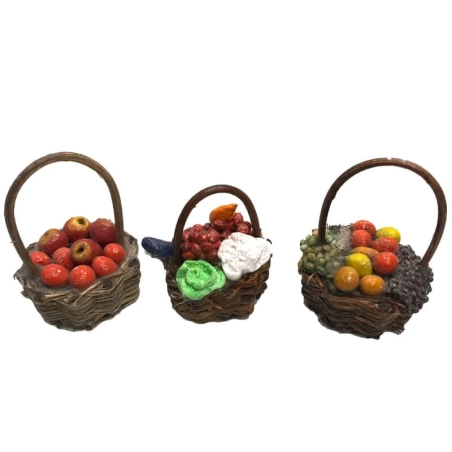 Set da 3 cestini con frutta per pastori da 7 a 10 cm