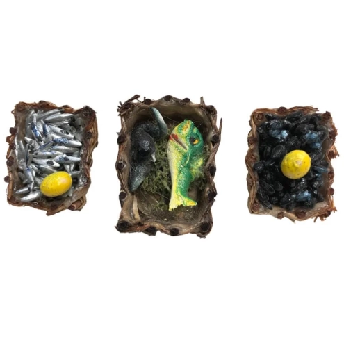 Set da 3 cestini con pesce per pastori da 10 cm