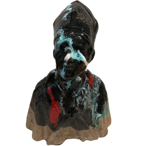 Busto di San Gennaro antico sfumato  in ceramica 20 cm