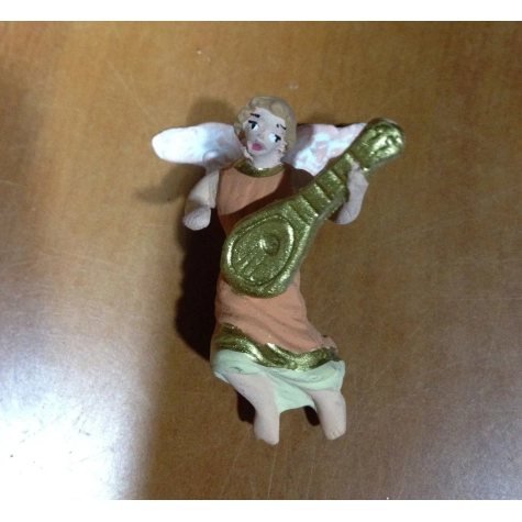 Angelo con mandolino statuina miniatura presepe 4 cm | Personaggio per presepe | Pastori