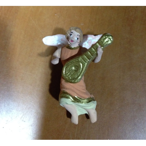 Angelo con mandolino statuina miniatura presepe 4 cm | Personaggio per presepe | Pastori