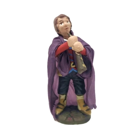 Zampognaro con ciaramella vestito in stoffa 7 cm