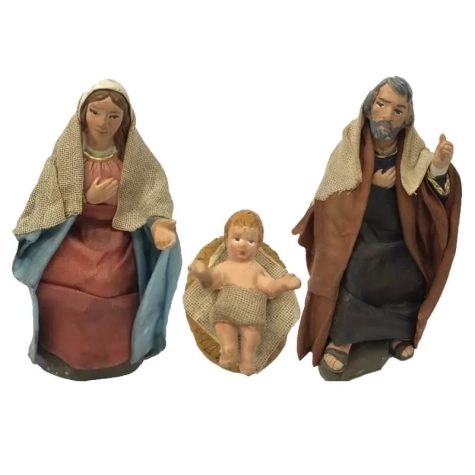 Sacra Famiglia vestita in stoffa 10 cm